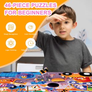 TAOZI&LIZHI Jumbo Jigsaw Puzzles 46 pcs, Construction Site, Large Floor Puzzle for Kids Ages 3-5, 4-8, Christmas Toddler Puzzles with Hand-held Gift Box, Preschool Learning & Education Toys