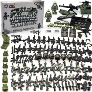 ZHX Weapon Pack Military Accessories Building Block Toys Include NVD Helmet Body Armor E.O.D Suit Camouflage Gun for Army Equipment Gear Sets Compatible with Mini Figure of Major Brand