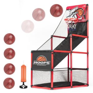 Hayuyuxo Kids Arcade Basketball Game Set with 5 Inflatable Balls,Indoor Outdoor Sports Toys,Basketball Hoop for Kids,Children's Basketball Stand,Easy Set Up Ideal for Games and Competition