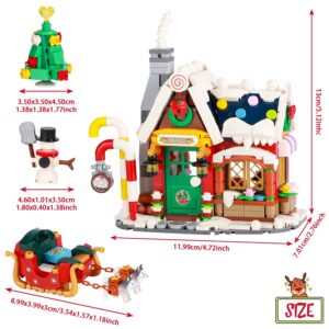 PinkBee Christmas Gingerbread House 2022 Mini Xmas Tree Building Block Set Creative Ornament Toys Kits Micro Bricks for Adults Kids 8-12 6-12 7-9（788Pcs）