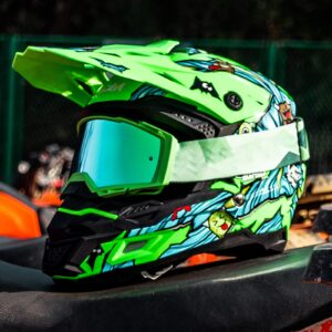 ILM DOT&ECE Youth ATV Helmet kids Dirt Bike Helmet Child Motocross Dirtbike BMX MX Offroad Dual Sport Full Face Casco para Moto Model AP-868(Flo Green,Youth-L)