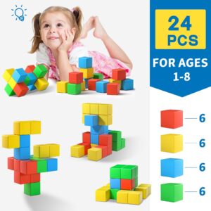 Feoxialy Magnetic Blocks,1.42 inch Large Magnetic Building Block for Toddlers 3 4 5 6 7 8 Year Old Boys Girls Color Magnetic Cubes Learning Toys for Kids 1-3 Sensory Toys Age 4-8 Gift