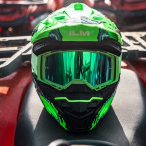 ILM DOT&ECE Youth ATV Helmet kids Dirt Bike Helmet Child Motocross Dirtbike BMX MX Offroad Dual Sport Full Face Casco para Moto Model AP-868(Flo Green,Youth-L)