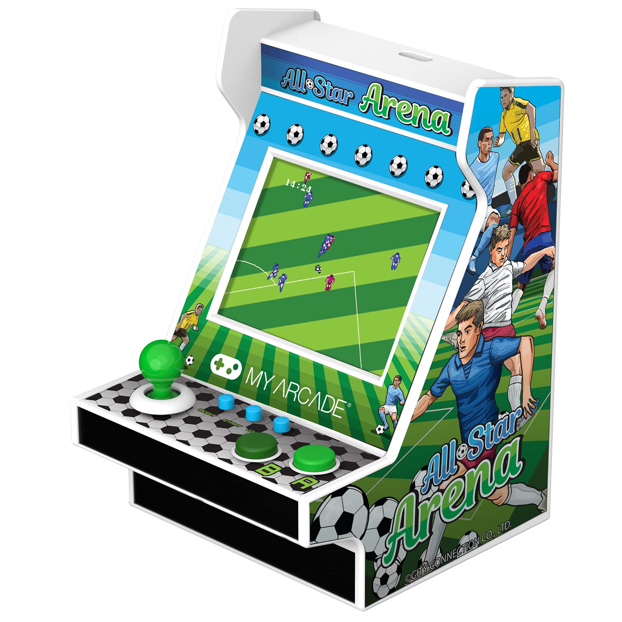 MY ARCADE All-Star Arena Nano Player - 4.5" Fully Playable Portable Mini Arcade Machine with 207 Retro Games, 2.4" Screen Color Display