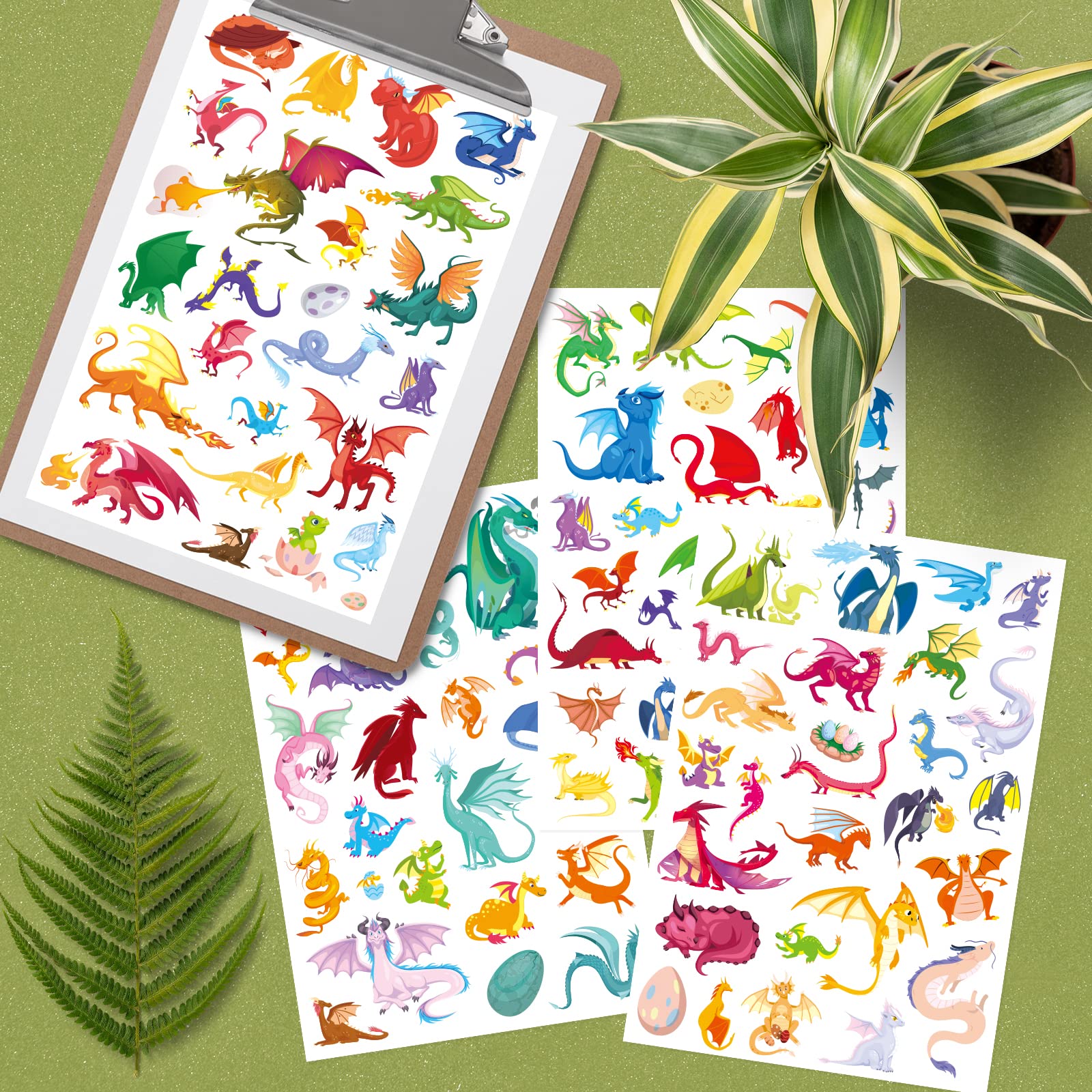 Dragon Stickers 530 Counts Cute Cartoon Dragon Adhesive Sticker for Water Bottles Art Toys Crafts Kids Boys Toddlers Invitations Envelopes Party Gifts Bags Decor