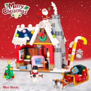 PinkBee Christmas Gingerbread House 2022 Mini Xmas Tree Building Block Set Creative Ornament Toys Kits Micro Bricks for Adults Kids 8-12 6-12 7-9（788Pcs）