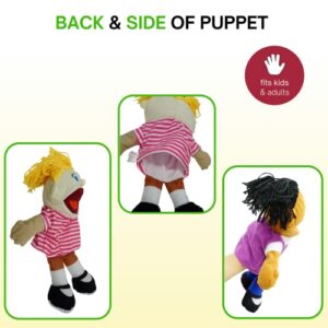 8 Hand Puppets for Kids, Multicultural Puppets with Movable Mouth (8 Pack) Bulk Soft Plush Puppets, School Home Puppet Theater Shows Toys, Teachers Classroom Supplies