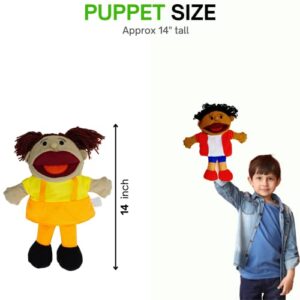 8 Hand Puppets for Kids, Multicultural Puppets with Movable Mouth (8 Pack) Bulk Soft Plush Puppets, School Home Puppet Theater Shows Toys, Teachers Classroom Supplies