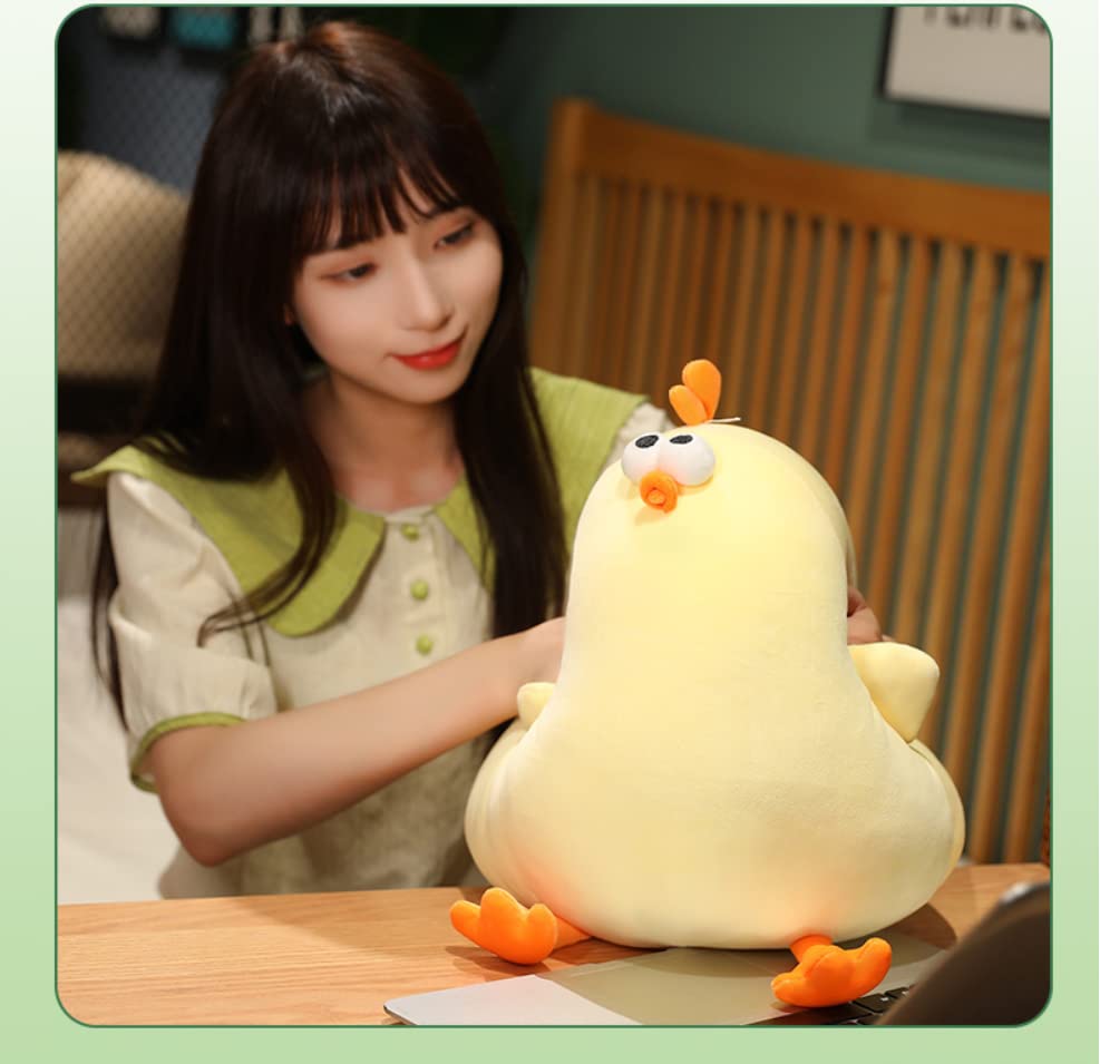 Maomoto Funny Fat Chicken Plush Pillow 17.7", Super Soft Simulation Mother Hen Doll, Cute Plush Chicken Pillow, Chicken Plush Neck Pillow,Yellow Chicken Stuffed Animal for Boys Girls Festival Gifts