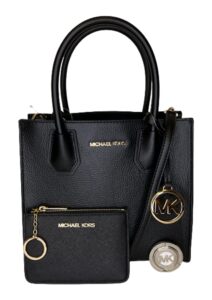 michael kors michael michael kors mercer md messenger bundled sm tz coinpouch purse hook (blk)