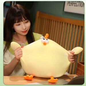 Maomoto Funny Fat Chicken Plush Pillow 17.7", Super Soft Simulation Mother Hen Doll, Cute Plush Chicken Pillow, Chicken Plush Neck Pillow,Yellow Chicken Stuffed Animal for Boys Girls Festival Gifts