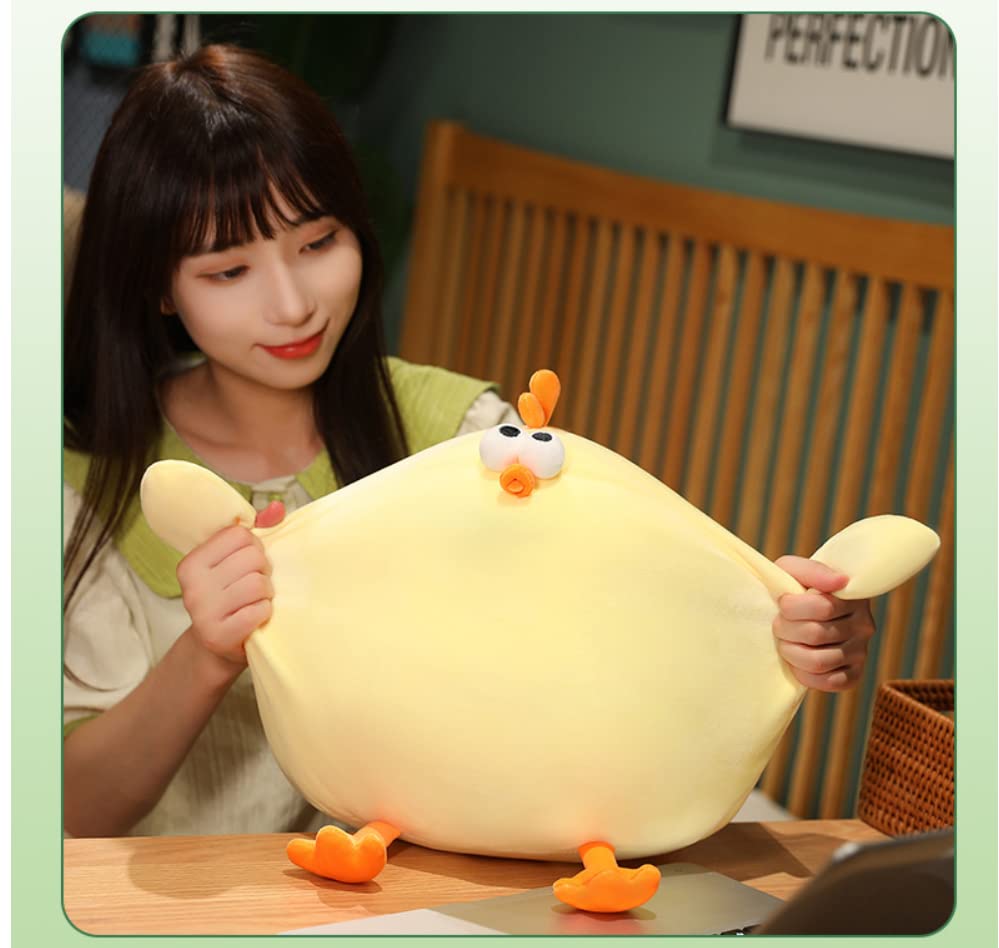 Maomoto Funny Fat Chicken Plush Pillow 17.7", Super Soft Simulation Mother Hen Doll, Cute Plush Chicken Pillow, Chicken Plush Neck Pillow,Yellow Chicken Stuffed Animal for Boys Girls Festival Gifts