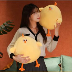 Maomoto Funny Fat Chicken Plush Pillow 17.7", Super Soft Simulation Mother Hen Doll, Cute Plush Chicken Pillow, Chicken Plush Neck Pillow,Yellow Chicken Stuffed Animal for Boys Girls Festival Gifts