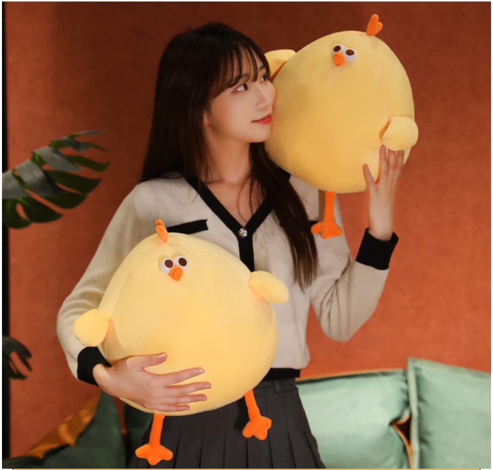 Maomoto Funny Fat Chicken Plush Pillow 17.7", Super Soft Simulation Mother Hen Doll, Cute Plush Chicken Pillow, Chicken Plush Neck Pillow,Yellow Chicken Stuffed Animal for Boys Girls Festival Gifts