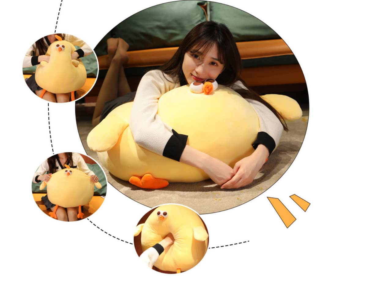 Maomoto Funny Fat Chicken Plush Pillow 17.7", Super Soft Simulation Mother Hen Doll, Cute Plush Chicken Pillow, Chicken Plush Neck Pillow,Yellow Chicken Stuffed Animal for Boys Girls Festival Gifts