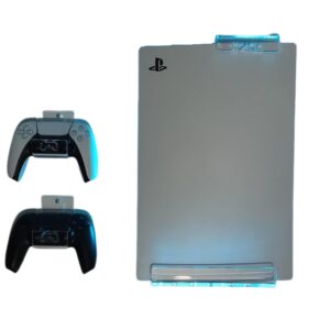 WALL MOUNT FOR PS5 PLAYSTATION 5 WITH MULTICOLOR LED LIGHTING KIT + 2 CONTROL MOUNT (PS5 Standar Edition (Disc Edition))