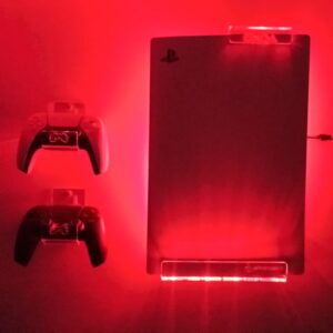 WALL MOUNT FOR PS5 PLAYSTATION 5 WITH MULTICOLOR LED LIGHTING KIT + 2 CONTROL MOUNT (PS5 Standar Edition (Disc Edition))