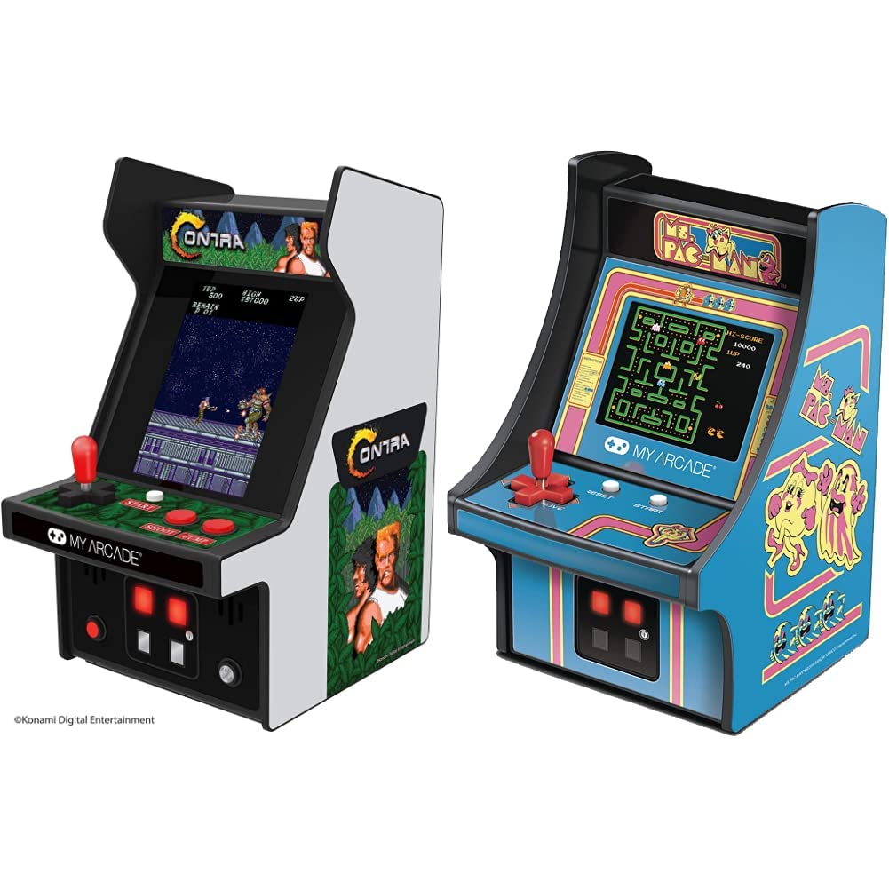 My Arcade Contra Micro Player (DGUNL-3280) and Ms. Pac-Man Micro Player Mini Arcade Machines Electronic Games Bundle