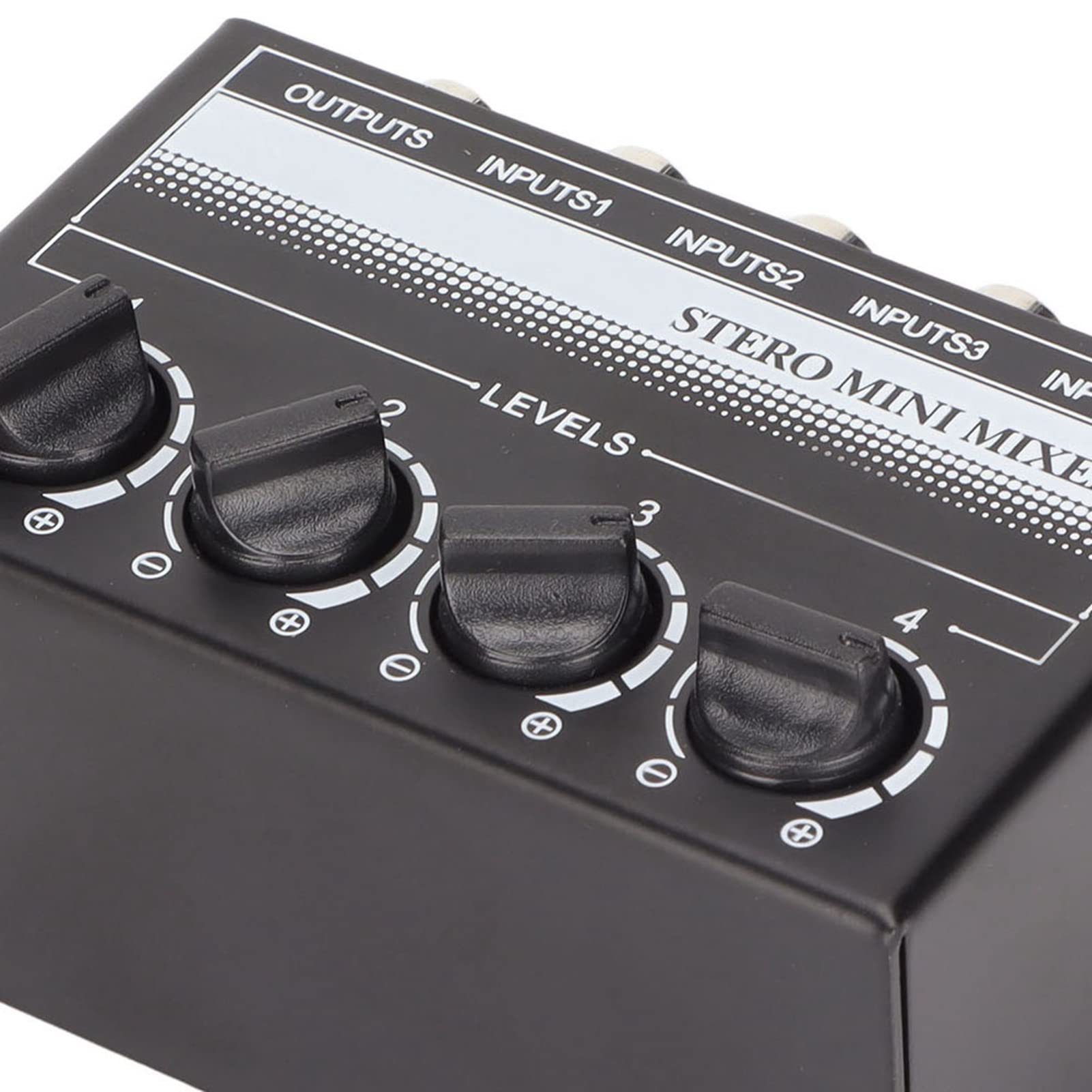 Zyyini Stereo Mini Mixer, 4 Channel Portable Audio Mixer,Passive Professional Stereo Mini Mixer for Mixing Instruments, CD Players, Tape Players, Computers, Mobile Phones Recording Studio