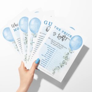 Your Main Event Prints Boy Baby Shower Games (Set of 6 Fun Activities for 25 Guests), Blue Boy Themed Baby Shower Games