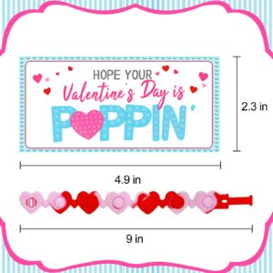 Valentines Day Gifts for Kids - 24 Pack Valentines Cards with Heart POP Bracelets - Sensory Fidget Toys Valentine for School Classroom Gift Exchange Party Favors Supplies for Toddlers Girls Boys