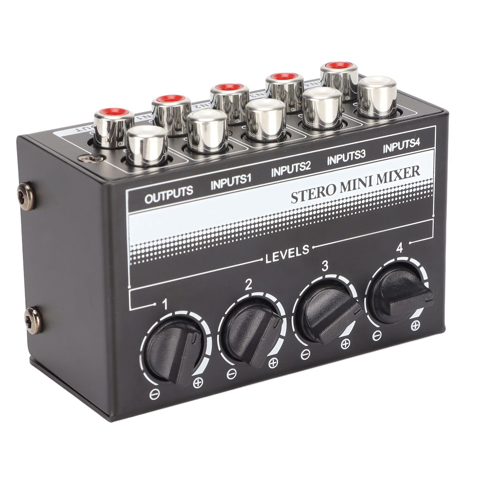 Zyyini Stereo Mini Mixer, 4 Channel Portable Audio Mixer,Passive Professional Stereo Mini Mixer for Mixing Instruments, CD Players, Tape Players, Computers, Mobile Phones Recording Studio