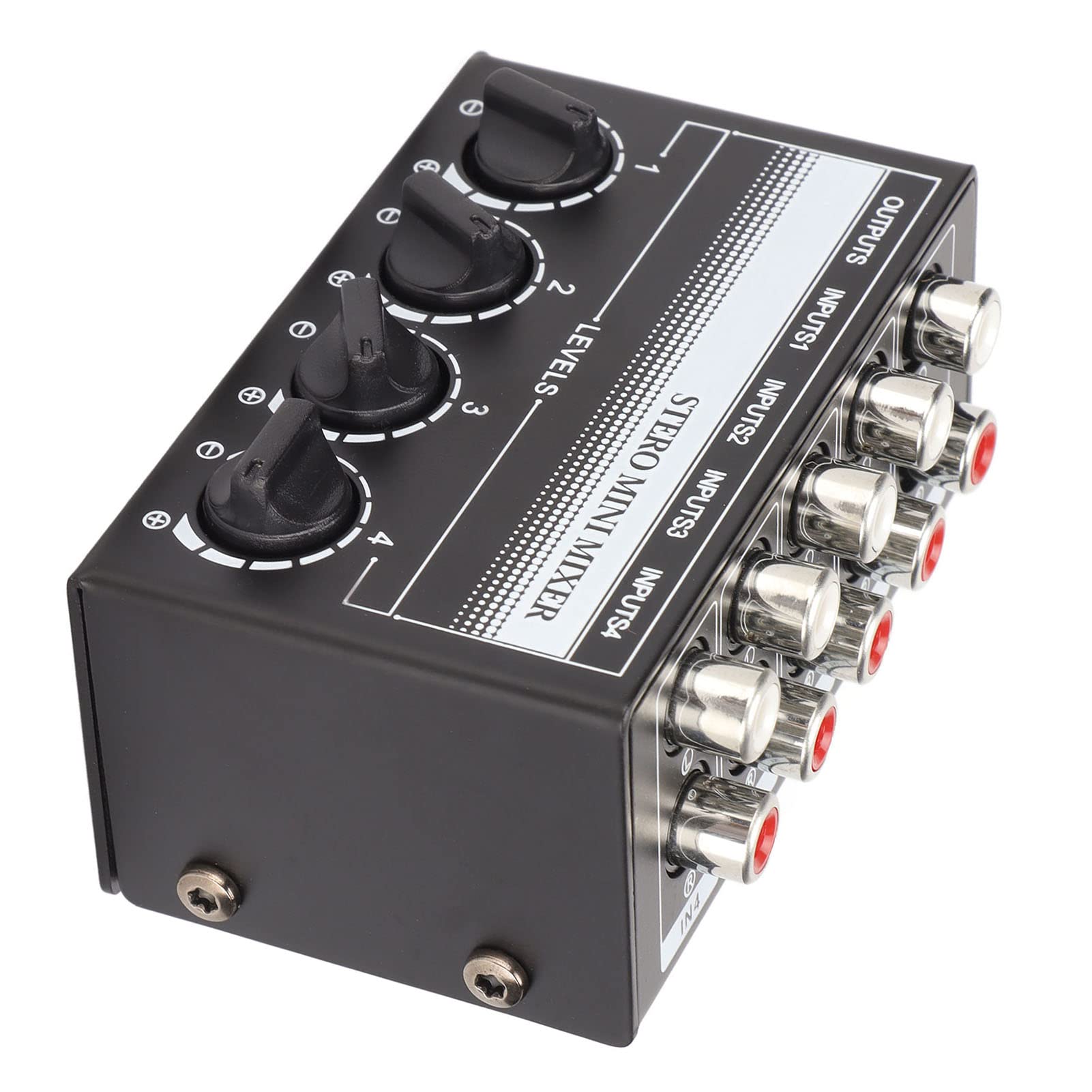 Zyyini Stereo Mini Mixer, 4 Channel Portable Audio Mixer,Passive Professional Stereo Mini Mixer for Mixing Instruments, CD Players, Tape Players, Computers, Mobile Phones Recording Studio