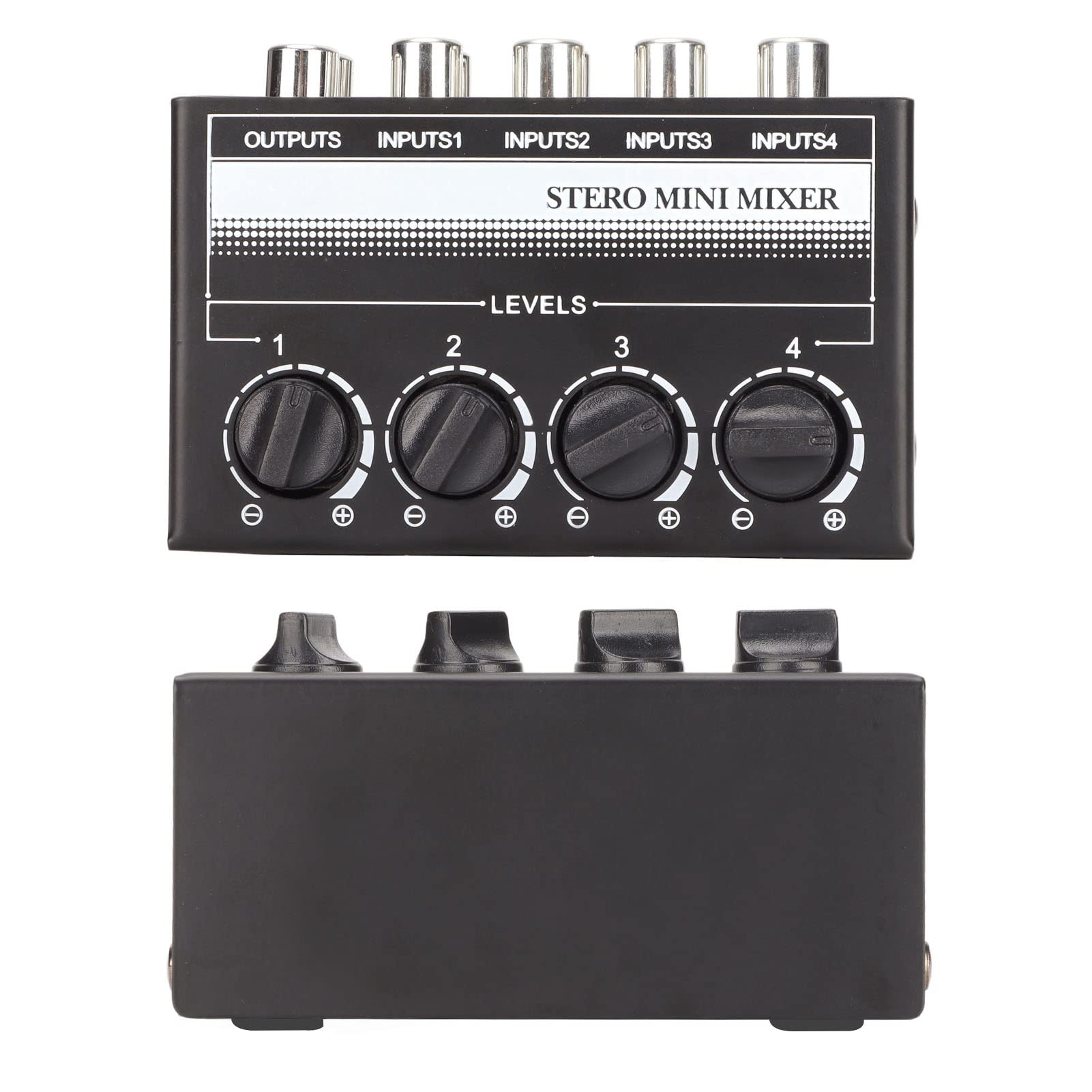 Zyyini Stereo Mini Mixer, 4 Channel Portable Audio Mixer,Passive Professional Stereo Mini Mixer for Mixing Instruments, CD Players, Tape Players, Computers, Mobile Phones Recording Studio