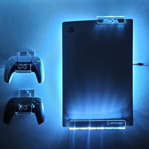 WALL MOUNT FOR PS5 PLAYSTATION 5 WITH MULTICOLOR LED LIGHTING KIT + 2 CONTROL MOUNT (PS5 Standar Edition (Disc Edition))