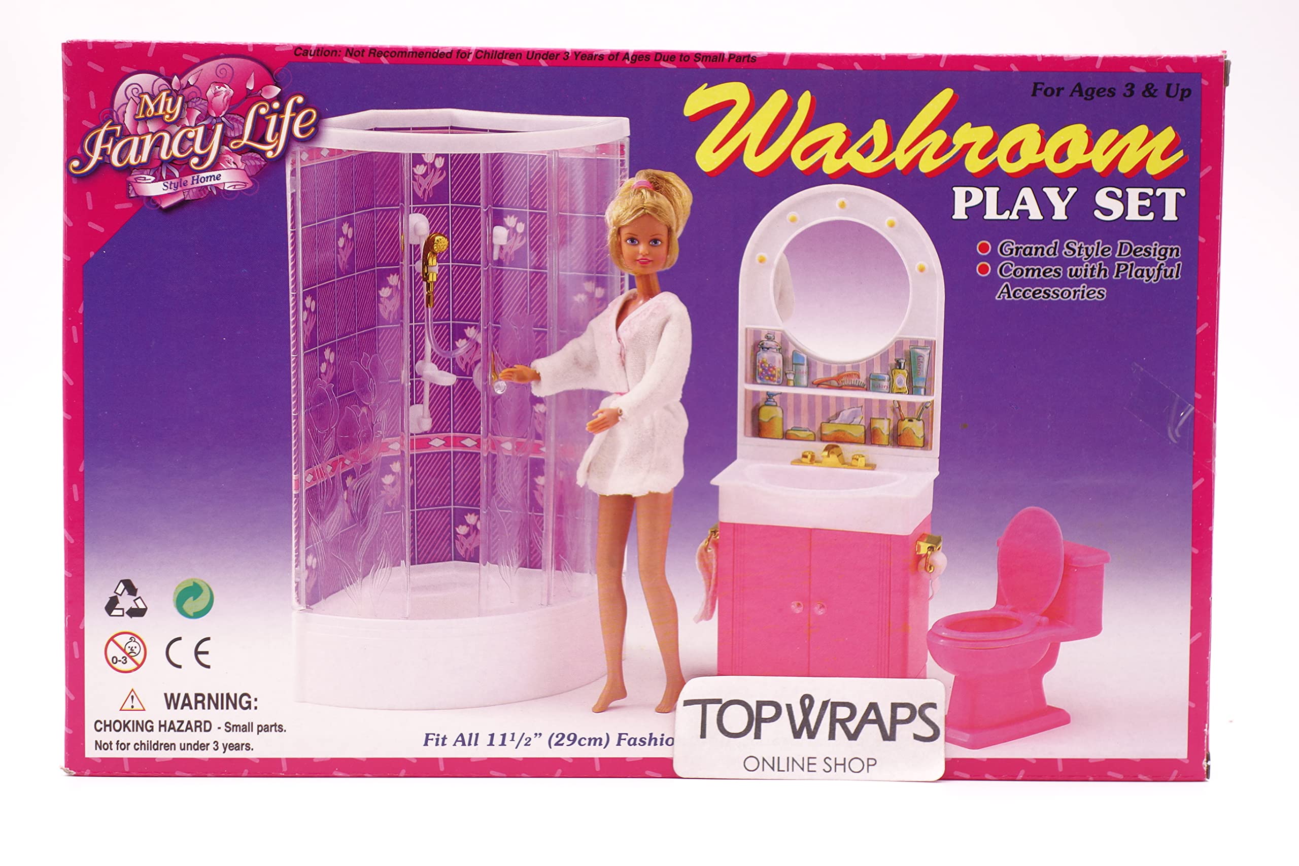 My Fancy Life Washroom Doll's Furniture Play Set for 12" Fashion Doll