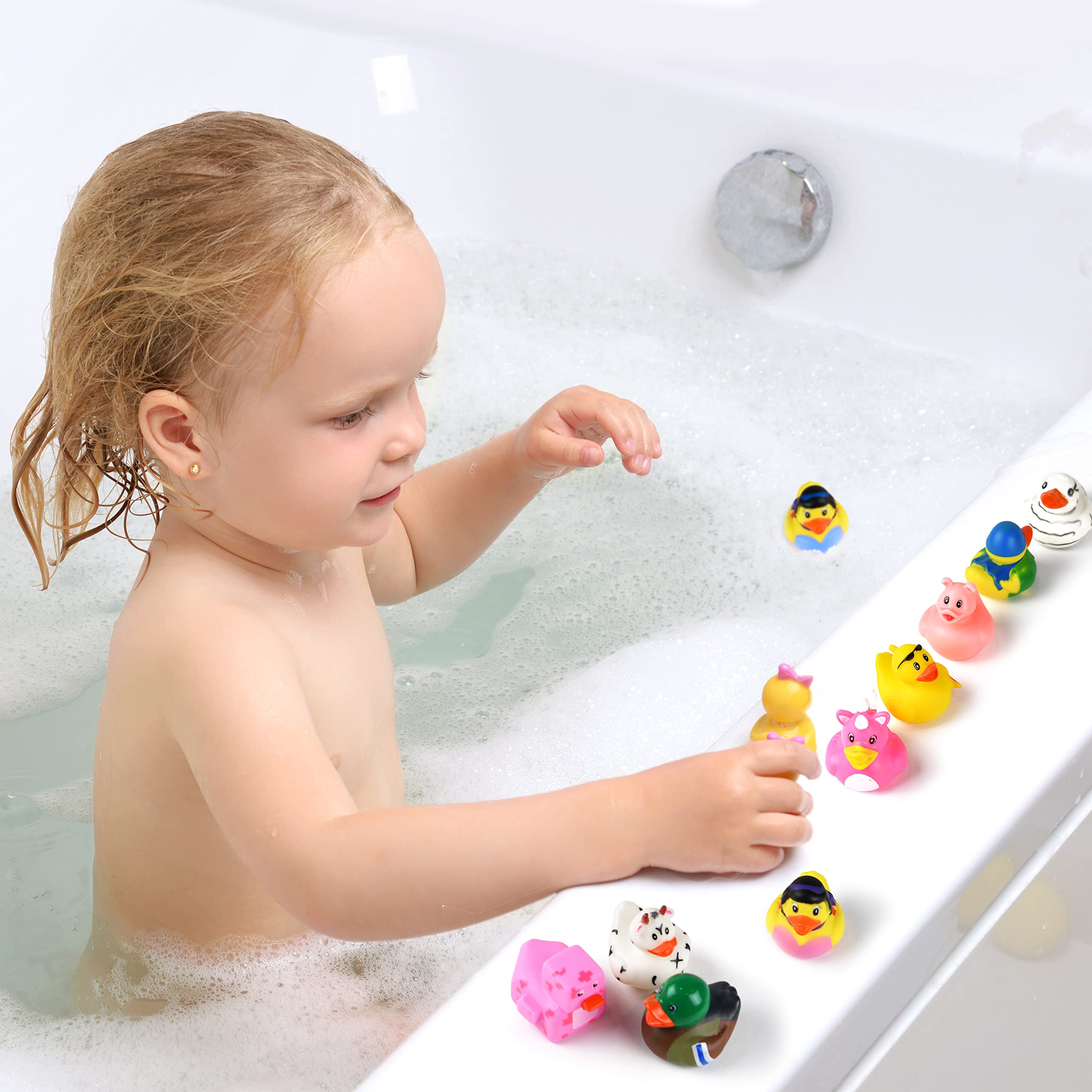 Rubber Ducks for Jeep Ducking 50 PCS Assorted Rubber Ducks for Duckies Games, Jeeps Ducking / Cruise Ships and Bath / Pool Play - Small 2 Inch Rubber Duck