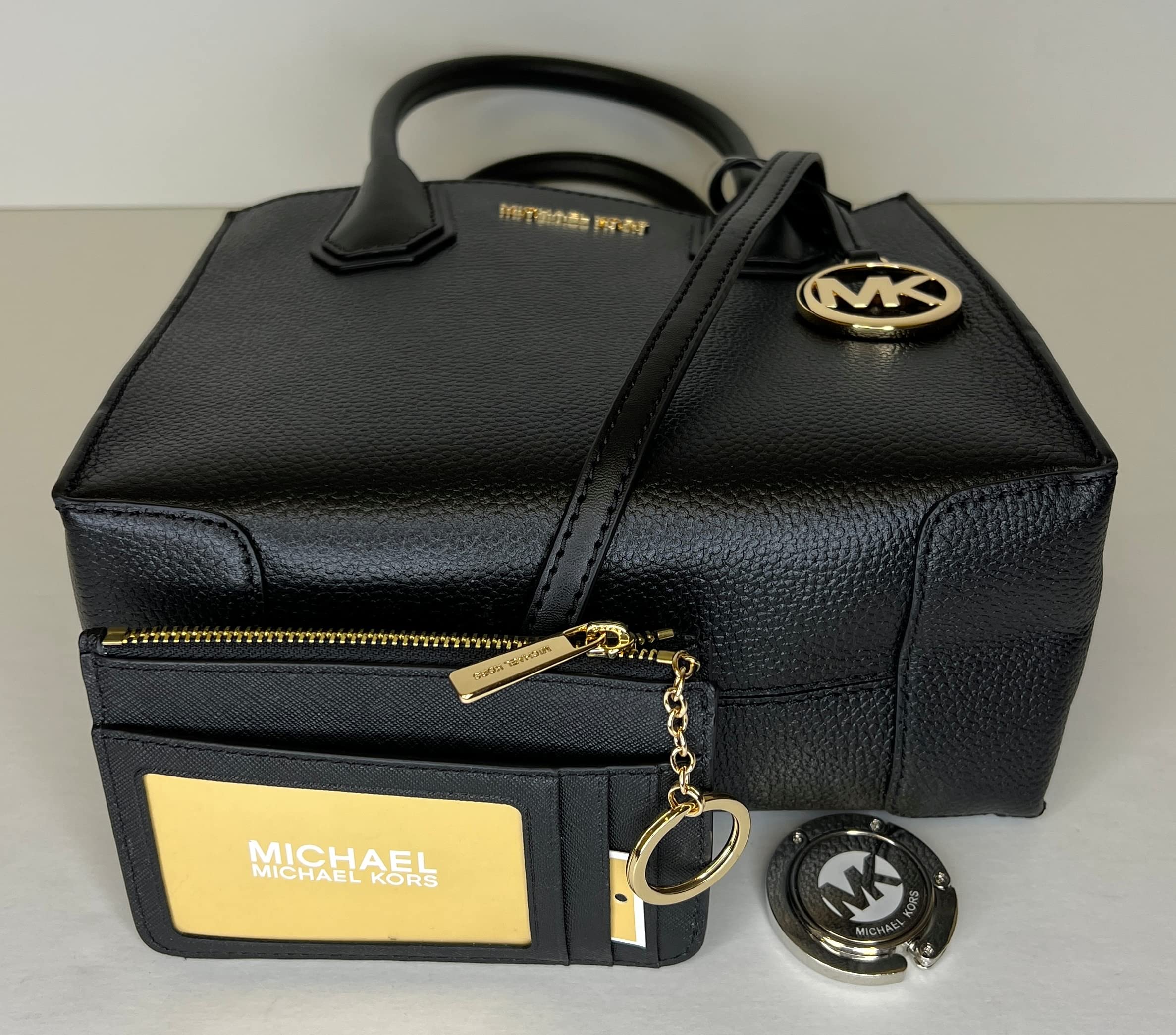 Michael Kors MICHAEL Michael Kors Mercer MD Messenger bundled SM TZ Coinpouch Purse Hook (BLK)