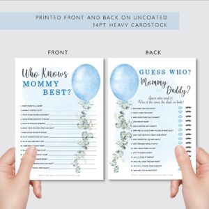 Your Main Event Prints Boy Baby Shower Games (Set of 6 Fun Activities for 25 Guests), Blue Boy Themed Baby Shower Games