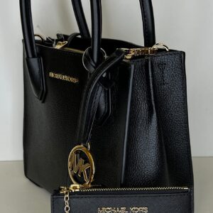 Michael Kors MICHAEL Michael Kors Mercer MD Messenger bundled SM TZ Coinpouch Purse Hook (BLK)