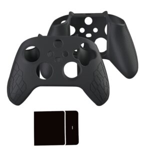 Xbox Series X Controller Skin, Anti-Slip Xbox Series S Silicone Skin, Ergonomic Soft Rubber Protective Case for Xbox Series S/X Controller with Thumb Grip Caps - All Black