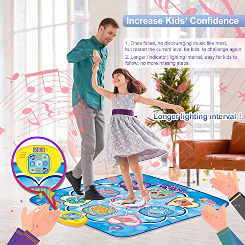 Electronic Dance Mats, Toy Present for Kids Girls Boys Age 4-8 Years Old, Electronic Dance Pad, Large Play Mat w/Rest Area, 13 Levels, No Discouraging Sound, Anti-Slippery (39.4'' x 34.3'')