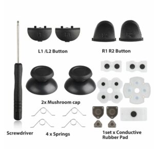 SaiDian 1Set Silicone Conductive Rubber Pad Joystick Thumb Sticks Replacement Kit L1 R1 L2 R2 Button Thumbsticks Repair Tools Kit for PS4 Controller