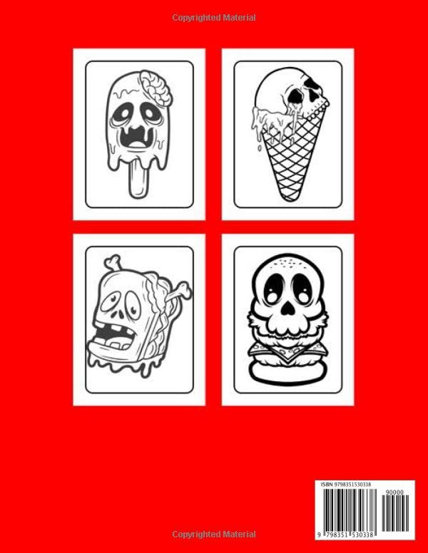 Halloween Toddler Colloring Book: 30 Cute And Creepy Halloween Food illustration To color For Toddler And Children Ages 1-3