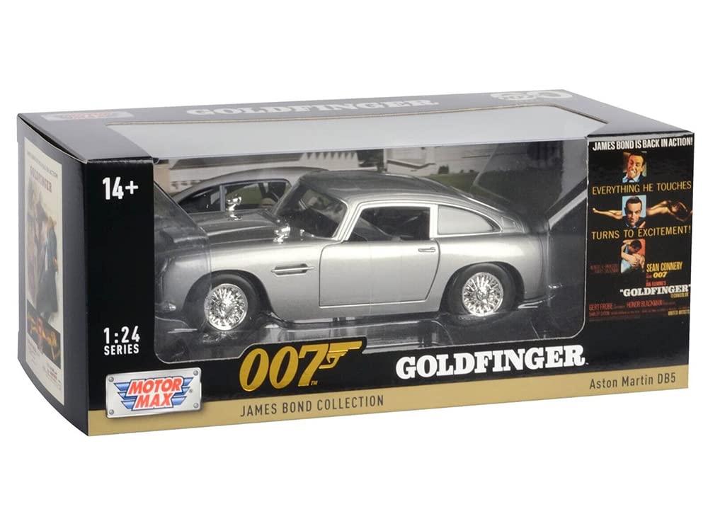 DB5 RHD (Right Hand Drive) Silver Metallic 007 "Goldfinger (1964) Movie 1/24 Diecast Model Car by Motormax 79857