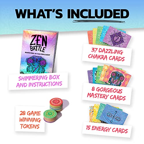 ZEN BATTLE Card Game Survival of the Chillest | Family Games for kids 8-12, Tweens + Adults –Best Games for Family Game Night, Travel Friendly, Fun, Strategic Kids Card Games for Families, 2-4 Players