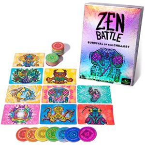 zen battle card game survival of the chillest | family games for kids 8-12, tweens + adults –best games for family game night, travel friendly, fun, strategic kids card games for families, 2-4 players