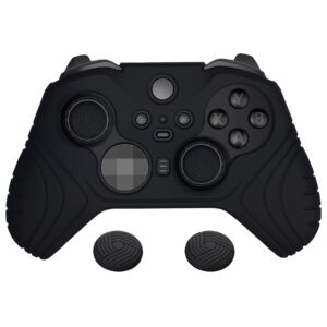 playvital samurai edition anti slip silicone case cover for xbox elite wireless controller series 2, ergonomic soft rubber skin protector for xbox elite series 2 with thumb grip caps - black