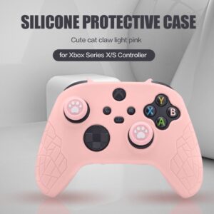 Xbox Series X Controller Skin, Anti-Slip Xbox Series S Silicone Skin, Ergonomic Soft Rubber Protective Case for Xbox Series S/X Controller with Thumb Grip Caps - Pink