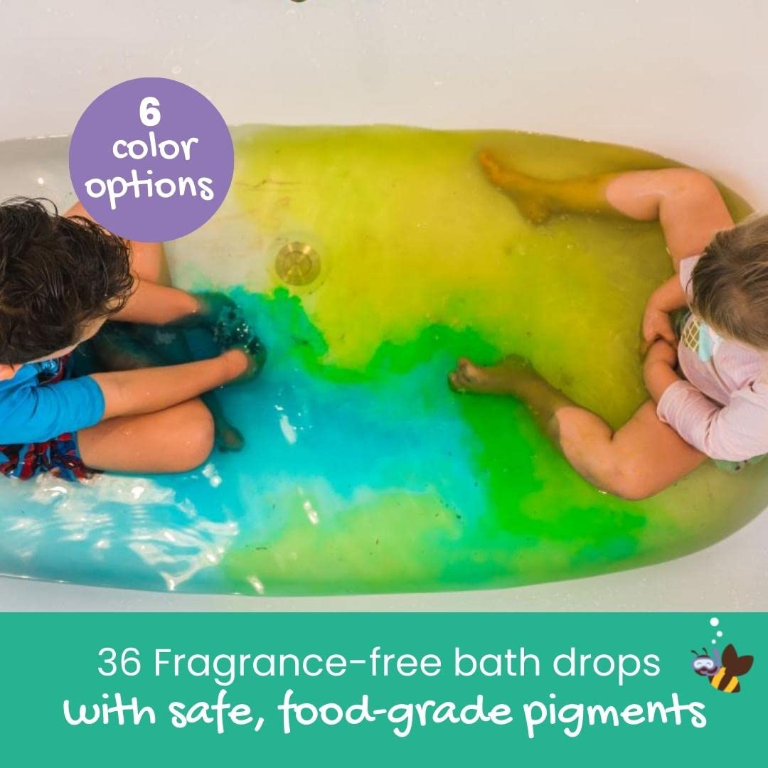 Honeysticks Ultimate Bath Fun Set - Non Toxic Bath Crayons (7 Pack) and Bath Color Tablets (36 Drops) for Hours of Creative Bathtub Fun - Natural and Food Grade Ingredients - Great Gift Set for Kids