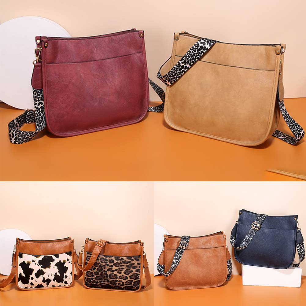 Crossbody Bags for Women Leather Hobo Handbag Trendy Crossbody Purses Shoulder Bucket Bag with Adjustable Guitar Strap