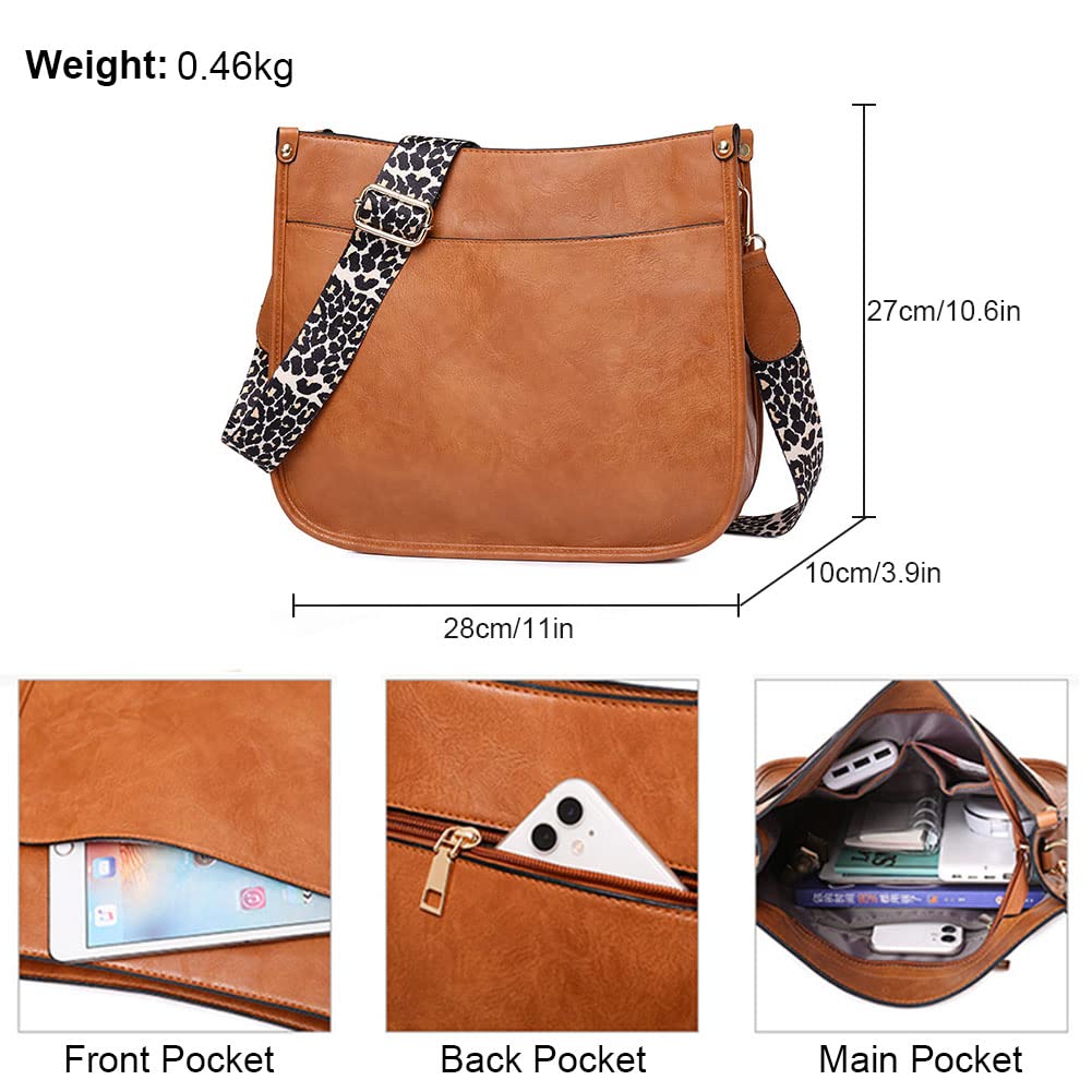 Crossbody Bags for Women Leather Hobo Handbag Trendy Crossbody Purses Shoulder Bucket Bag with Adjustable Guitar Strap