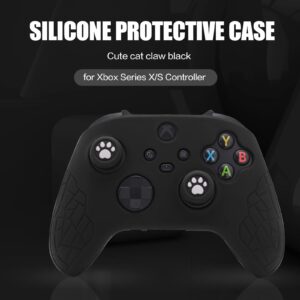 Xbox Series X Controller Skin, Anti-Slip Xbox Series S Silicone Skin, Ergonomic Soft Rubber Protective Case for Xbox Series S/X Controller with Thumb Grip Caps - All Black