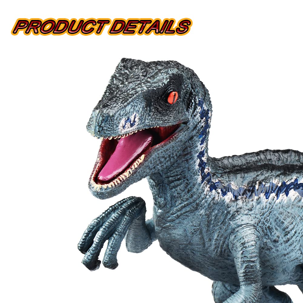 JR PARK 2Pcs Dinosaur Toys, 15.5″ Large Velociraptor Blue Dinosaur Action Figure, Realistic Dinosaurs Toys Gifts for Boys Girls, Birthday Gifts Christmas Decor