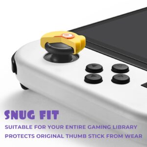 FUNLAB Switch Thumb Grips Joystick Caps Compatible with Switch/OLED/Lite Controller, Cute Silicone Analog Stick Cover, 4PCS - Yellow & Purple, Octopus & Squid