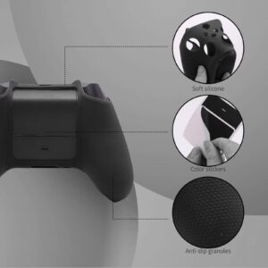 Xbox Series X Controller Skin, Anti-Slip Xbox Series S Silicone Skin, Ergonomic Soft Rubber Protective Case for Xbox Series S/X Controller with Thumb Grip Caps - All Black